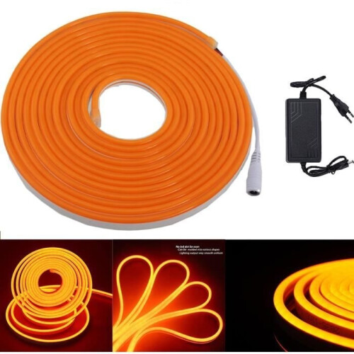 Flexibele neon LED-strip - 5 meter - IP65 waterdicht - Oranje 1
