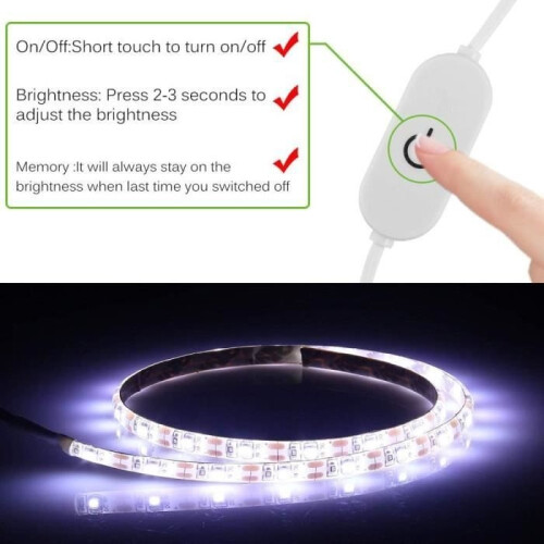 USB LED-stripverlichting - Niet gespecificeerd - 30 cm - 18 LED's - 6000K - Touchdimmer 1