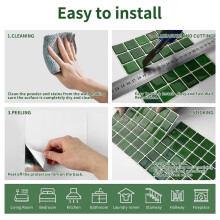 24-Pack Luxury Emerald Green 3D Mosaic Peel and Stick Backsplash Tiles 6x6 Inch Vinyl Wall Tile Stickers