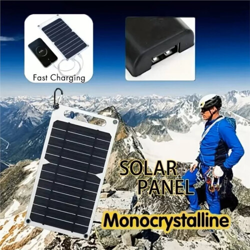 5W 5V Monocrystalline Solar Panel, Waterproof with USB for Outdoor Mobile Charging 2