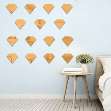 Muursticker - Acryl - Diamanten - Goud - Kinderdecoratie - 12 stuks