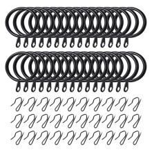 60 Pcs 1.65" Metal Drapery Curtain Rings with 60 Drapery Pin Hooks for Window Door Shower