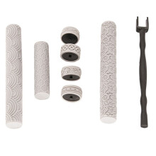 Polymer Clay Texture Roller, Pottery Stamps for Polymer Clay Earrings Jewelry Vine & Rainbow Texture Rollers