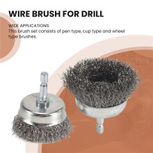 9PC Coarse Crimped Wire Wheel Cup Pen Brush Set for Drill,Carbon Steel Wire Brush with Hex Shank for Removing Paint