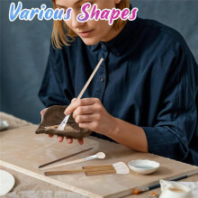 20 Pcs Glaze Brushes for Pottery,Wool Bristle Art Paintbrushes for Acrylic Blending Watercolor, for Artists Students