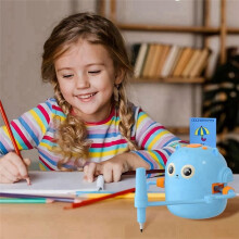 Robot de Dibujo Educativo Interactivo, 100 Tarjetas de Dibujo, Robot de Dibujo Inteligente, Robot de Dibujo Educativo Temprano, Color Azul.