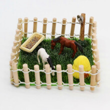 (Khaki) Dollhouse Miniature Stud Farm Horse Ranch Scene Model Prop Ornaments Accessories