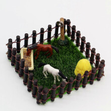(Brown) Dollhouse Miniature Stud Farm Horse Ranch Scene Model Prop Ornaments Accessories