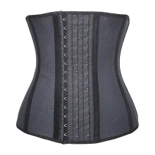 (S, Black) 100% Latex Latex Rubber Breathable Mesh Body Shaping Underwear 9 Steel Bones Professional Sports Body Shaping Belly Belt