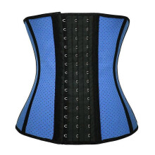 (S, blue) 100% Latex Latex Rubber Breathable Mesh Body Shaping Underwear 9 Steel Bones Professional Sports Body Shaping Belly Belt