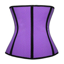(L, Purple) 100% Latex Latex Rubber Breathable Mesh Body Shaping Underwear 9 Steel Bones Professional Sports Body Shaping Belly Belt