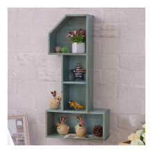 (blue) zakka Wooden Storage Rack Wall Decoration Home Decoration