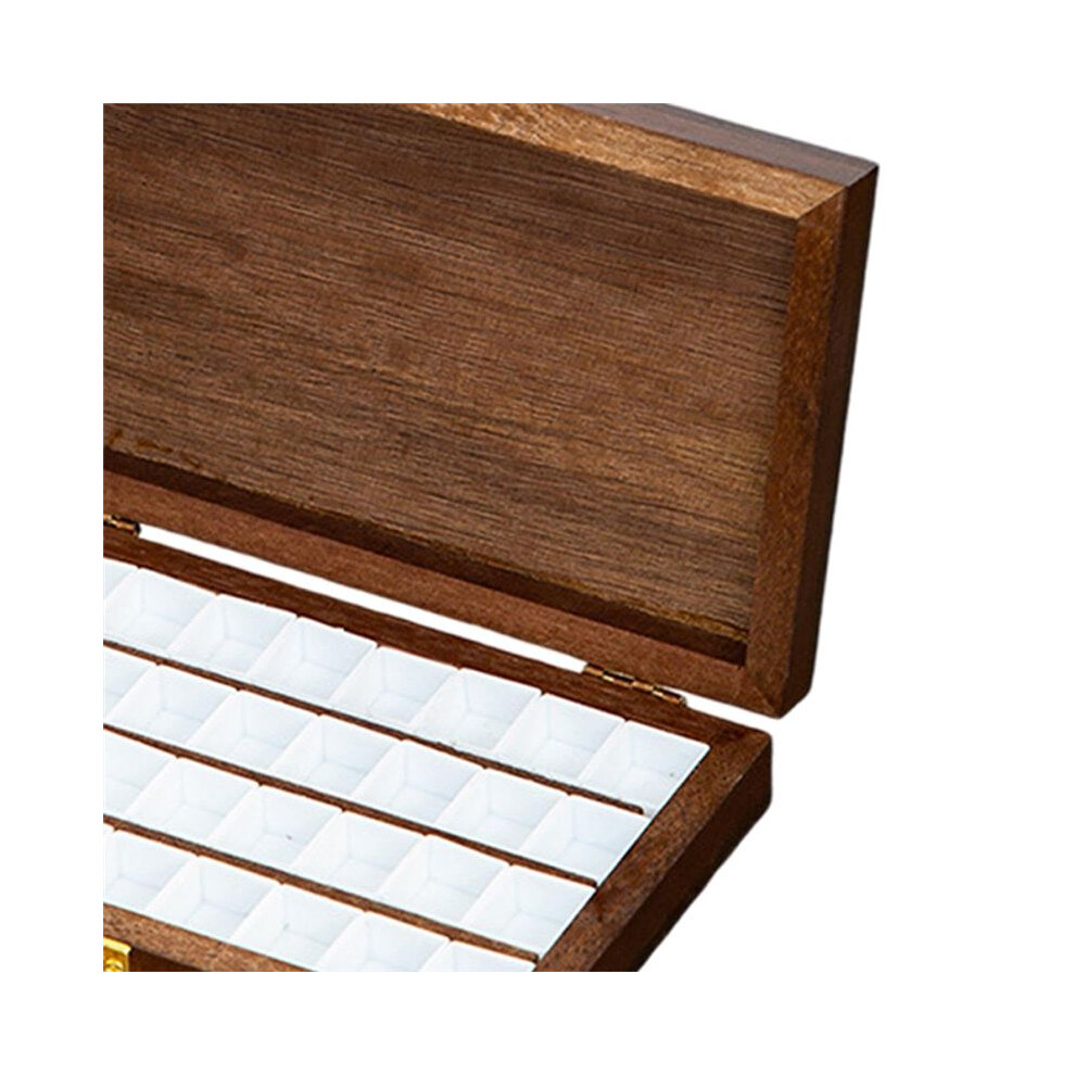 Watercolor Paint Wood Empty Palette Box Folding Paint Tray Portable Travel Paint Case for Acrylic Oil Paints 36 Grids