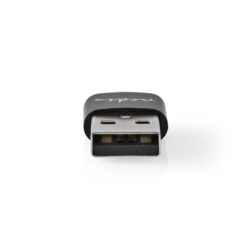 USB-A adaptér | USB 2.0 | USB-A samec | USB-C Female | 480 Mbps | Kulatý | Poniklovaný | Černá | Box