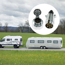 Waterdichte metalen aanhangerstekker met 7 pinnen (mannelijk en vrouwelijk) 12V met aluminium connector SKM0701-label