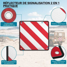 Wiltec 2-in-1 veiligheidsreflector – 50 x 50 cm – Gevaarwaarschuwingsbord voor Italië en Spanje – Goedgekeurd voor deuren
