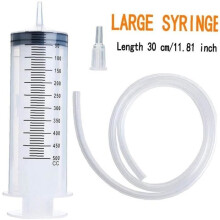 Sanfiyya grote plastic spuitbuis van 500 ml met converterbuis en dop voor olie, vloeistoffen, lijm, experimenten en toepassingen,