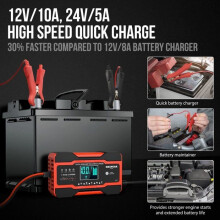 10A autolader, 10A 12V/5A 24V slimme acculader voor het opladen en onderhouden van autoaccu's