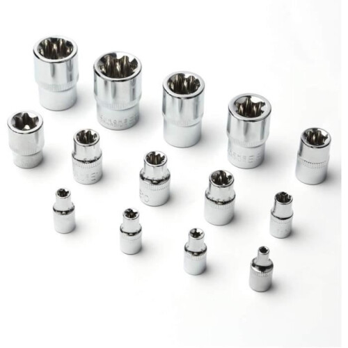 Set van 14 EI-type Torx-doppen in ratelkoffer, doppenset, E-profielset (externe Torx) E4 - E24 2
