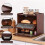 (Brown) z Wooden Bread Storage Container Bin 2 Layer Breadbox Holder Food Organizer 3