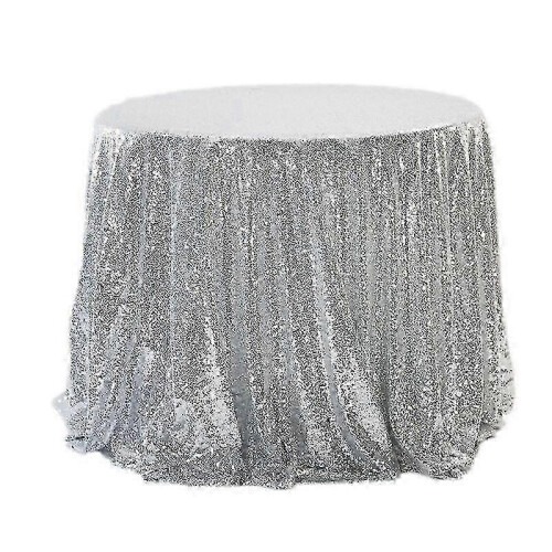 (80cm, silver) Embroidered Sequins Tablecloth Dinning Round Glitter Photography Props Decorations z