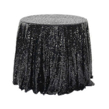 (60cm, black) Embroidered Sequins Tablecloth Dinning Round Glitter Photography Props Decorations z