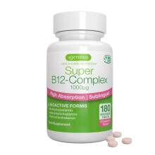 Igennus Super Vitamin B12 Complex 1000mcg Sublingual, 180 Servings, Vegan