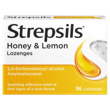 Strepsils Honey and Lemon Sore Throat Lozenges, 36 Total, Sore Throat Relief, Soothes Sore Throat, Fights Viral and Bacterial Infections, Fast Acting