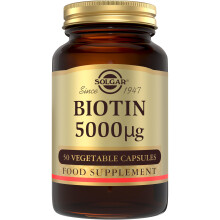 Solgar Biotin 5000 mcg Vegetable Capsules - High Strength Formula - Supports Hai