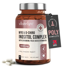 VitaBright Myo-Inositol D-Chiro-Inositol Tablets | 4000mg A Day | 120 Chewable T