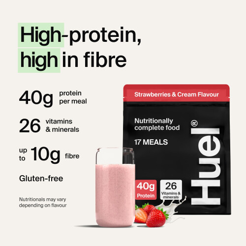 HUEL Huel Black Edition High Protein Complete Meal Replacement, 17 Meals, Strawberrie 1