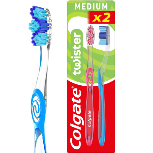 Colgate Colgate Twister Fresh Medium Manual Toothbrush 2pk
