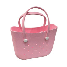 (40cmx30cmx17cm, Pink) Waterproof Summer Fashion Beach Basket Handbag for Travel in Khaki Color, Perfect for Beach Days