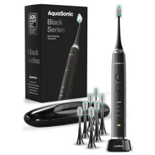 Aquasonic Black Series Ultra Whitening Electric Toothbrush | ADA Accepted Toothbrush | 8 Brush Heads & Travel Case | 40,000 VPM Electric Motor & Wirel