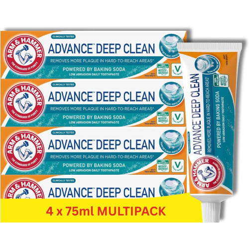 Arm & Hammer Advance Deep Clean Toothpaste, Deep Cleaning, 4 x 75ml