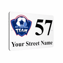 Custom Personalised Football Address Aluminium Plaque Sign Door White