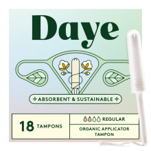 Daye Organic Tampons Regular | 18ct | Pesticide & Metal Tested, 100% Organic Cot