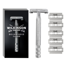 Wilkinson Sword Classic Double Edge Premium Men’s Metal Safety Razor with x5 Ref