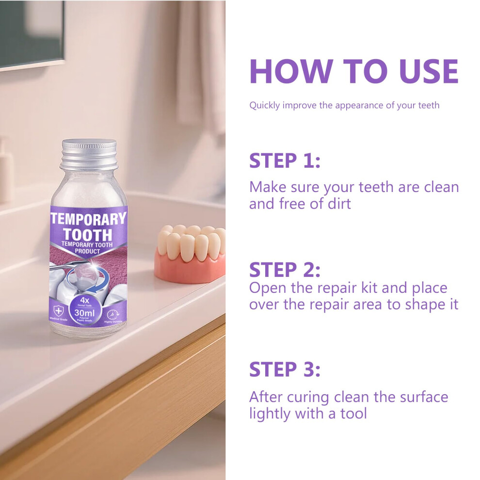 Vitacrazy Tooth Filling Repair Kit, Emergency Tooth Filling, Complete With 4 Applicator To