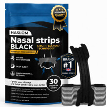 30 Black Premium Nasal Strips - HASLOM - Nose Strips for Breathing