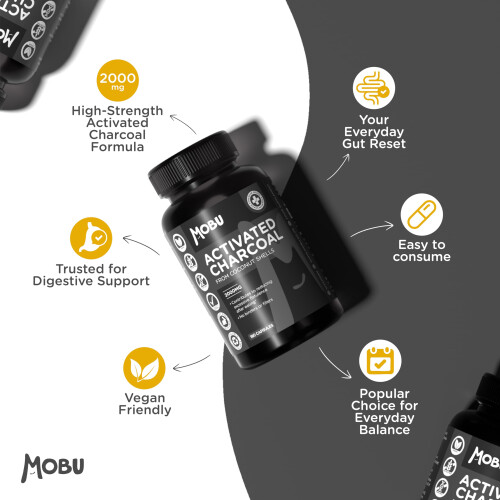 Activated Charcoal Capsules 2000mg – 180 Capsules | Helps Reduce Excessive Flatu 1