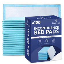 100 x Bazaar Disposable Incontinence Bed Pads 60 x 60cm | Highly-Absorbent Incon