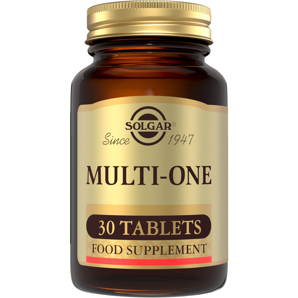 Solgar Multi-One - One-A-Day Multivitamin Tablets - 30 Day Supply - For Energy,