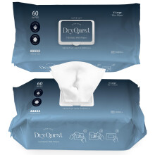 DryQuest Full Body Wet Wipes Extra Large, Pack of 60 - Soft and Moist, Versatile