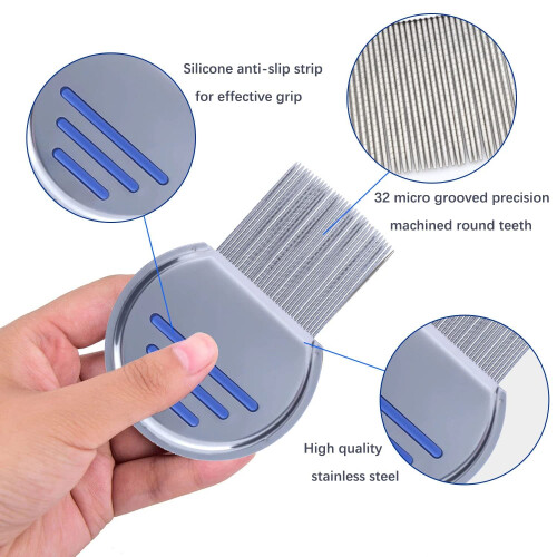 OBSCYON 6Pcs Lice Comb,Double Sided Nit Comb for Head Lice Treatment[including L 2