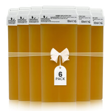 DERMAWAX 6x100ml Honey Roll On Wax Cartridges Refill– Natural Soft Wax for Gentl