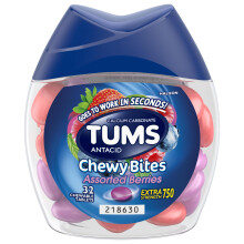 TUMS Chewy Bites Assorted Berries Antacid Hard Shell Chews for Heartburn Relief,