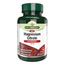 Natures Aid Magnesium Citrate 750mg with Vitamin B6 – High Absorption Vegan Caps