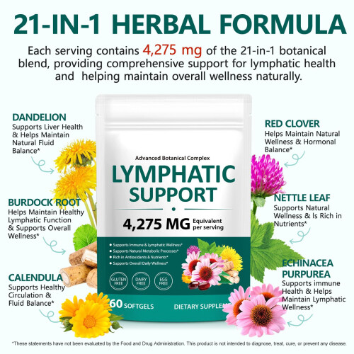 Lymphatic Drainage Supplement, Lymph System Support Supplement Lymph Cleanse Det 2
