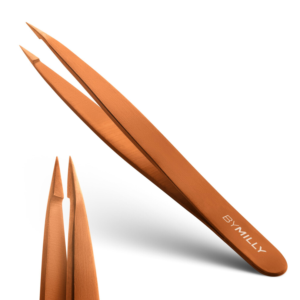 By Milly Pointed Tweezers - Stainless Steel - Perfectly Aligned Hand-Filed Point